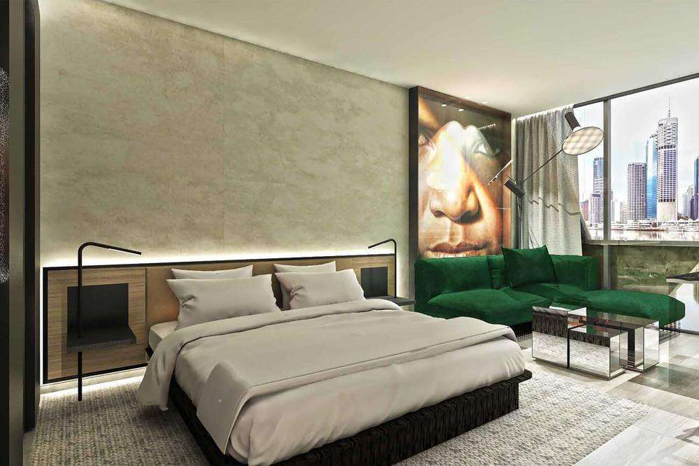 Crystalbrook Vincent Hotell Brisbane Rom bilde A rendering of a guest room